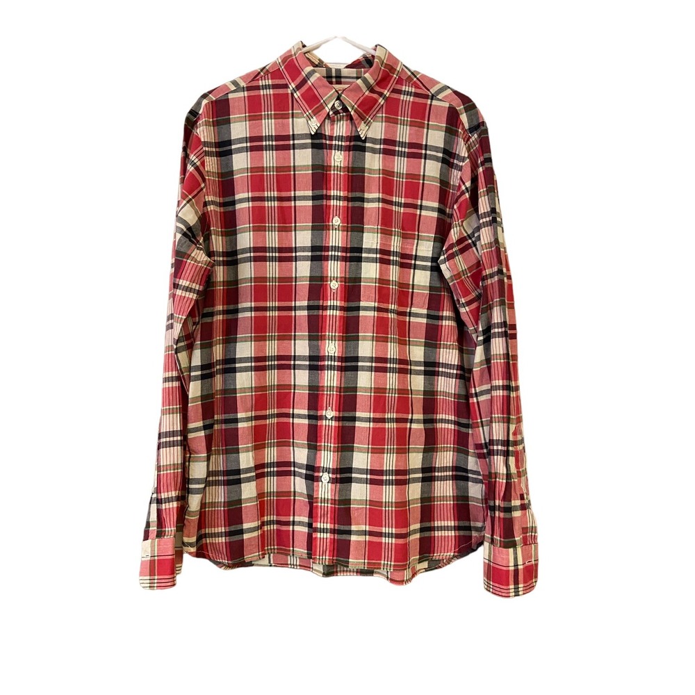 Brooks Brothers‎ Red Fleece Shirt Mens Large Plaid Button Down Long Sleeve